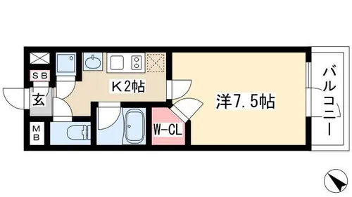 ベルファース川原通【0905号室】の間取り