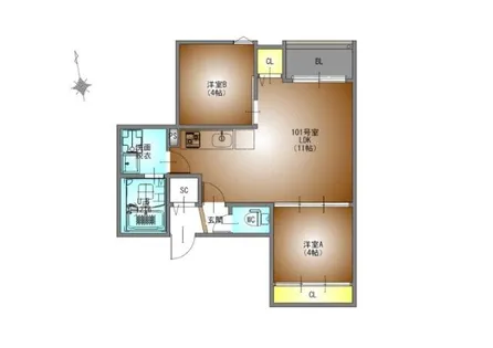 REGALEST SKY 志賀本通【1階】の間取り