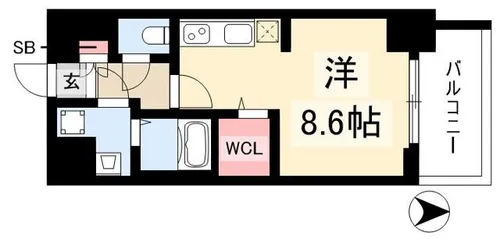 プレサンス名古屋菊井セルカ【9階】の間取り