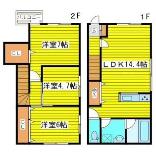 北海道札幌市東区北十三条東14丁目【テラスハウス】の間取り