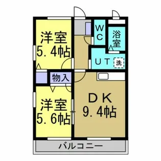 ボヌール東水代【206号室】の間取り