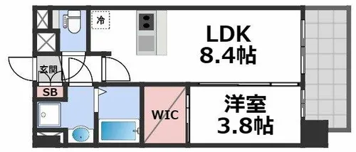 プレサンスOSAKA東成中本ハーヴィル【8階】の間取り