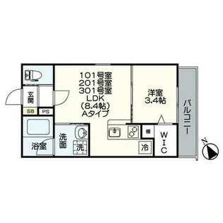 ジュネス桜駅前【1階】の間取り