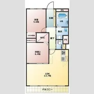 フラワーハイツ【4階】の間取り