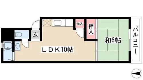 セカンドタウンイシヤマ【1C号室】の間取り