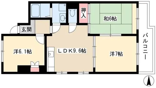 センターヒル橘【203号室】の間取り