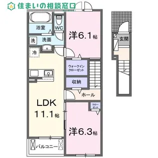 愛知県西尾市上矢田町明伝【アパート】の間取り