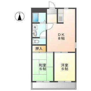 フラワーハイツツボイ【3階】の間取り