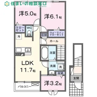 愛知県西尾市田貫町東之川【アパート】の間取り