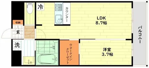 リヴェント福島【9階】の間取り