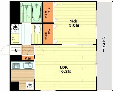大阪府大阪市中央区瓦屋町1丁目【マンション】の間取り