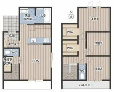 愛知県名古屋市北区西味鋺1丁目【一戸建】の間取り