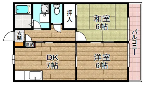 グリーンルーフ大冠A棟【103号室】の間取り