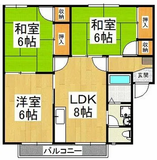 サンハイツB【1階】の間取り