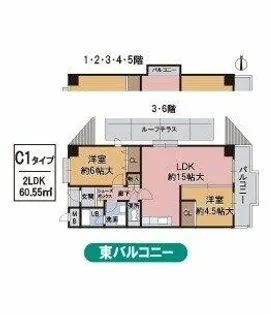 リバージュ住吉【2階】の間取り
