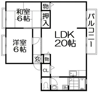 サンビレッジ渚B棟【2階】の間取り