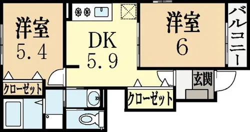 プラム里開【1階】の間取り