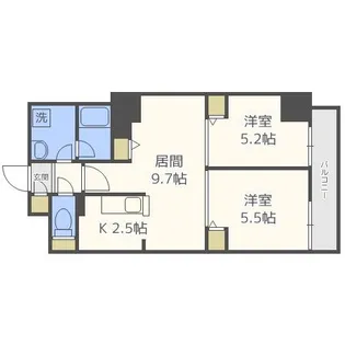 ビッグパレス南6条【6階】の間取り