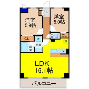 Le・Ciel徳川【1階】の間取り