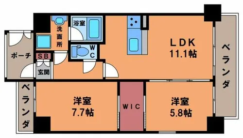南海グランドコート阿倍野【9階】の間取り