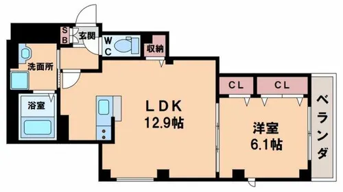 フルール桃谷【1階】の間取り