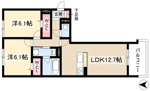 サンハイム二瀬【203号室】の間取り