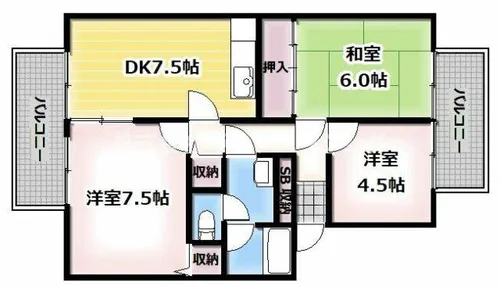 大阪府寝屋川市中木田町【マンション】の間取り
