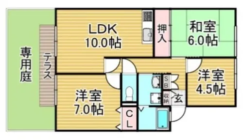 福岡県那珂川市仲1丁目【アパート】の間取り