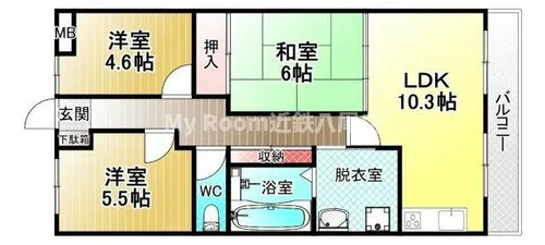 朝日プラザシティ八尾南2番館【3階】の間取り