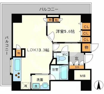 ジーニス大阪WEST【35階】の間取り