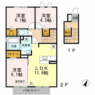 ベルデュール【206号室】の間取り