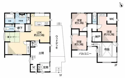愛知県岡崎市真伝町字清水谷【一戸建】の間取り