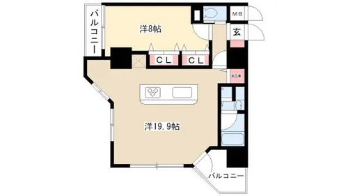 1LDKの間取り画像