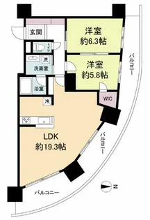 ドゥーエなんば南【6階】の間取り