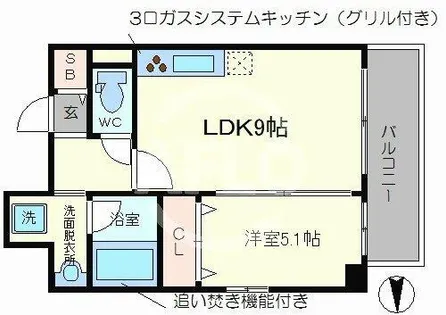 huit arbre上町台【7階】の間取り
