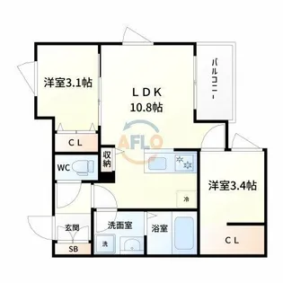 REGALEST-KLC塚本【1階】の間取り