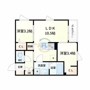 REGALEST-KLC塚本【1階】の間取り