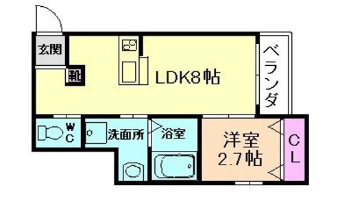 リアコート高井田中央 WEST【2階】の間取り