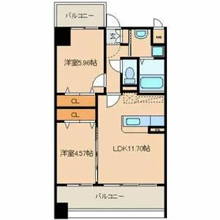 セゾンドール貝塚【14階】の間取り