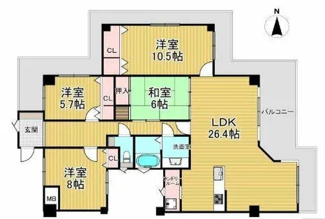 サーパス西宮塩瀬Ⅰ番館【5階】の間取り