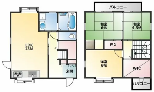 大阪府八尾市東山本町1丁目【一戸建】の間取り