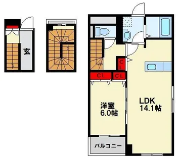 サニープレイス竹末【3階】の間取り