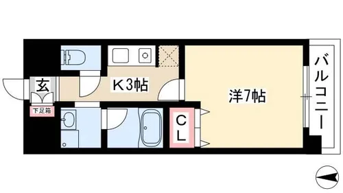 スカイフラット名古屋【703号室】の間取り