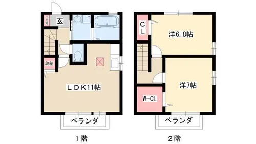 愛知県あま市中萱津法慶寺【テラスハウス】の間取り