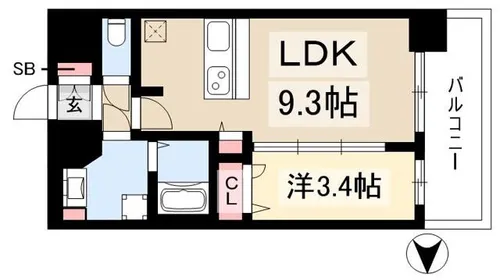 プレサンス太閤通駅前デュプル【14階】の間取り