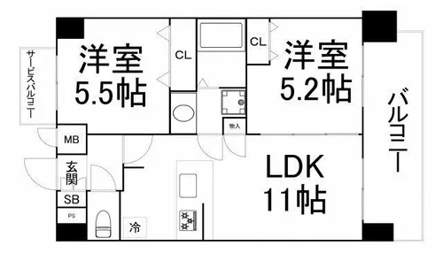 クリスタルグランツ都島本通【7階】の間取り