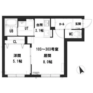 グランメール平岸ポプラ(グランメール平岸1-2)【303号室】の間取り