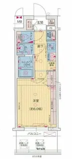 プレサンス京橋GREEN YARDアルミラ【6階】の間取り