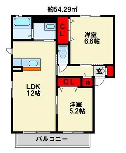 シャーメゾン・ヴァン B棟【1階】の間取り