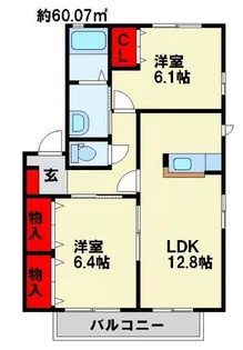 プリムロウズ フラット A棟【202号室】の間取り